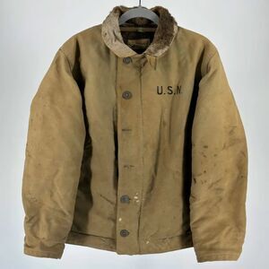 Vintage WWII 40s USN N1 Deck Jacket W/ Alpaca Lining & Stencil Size 42